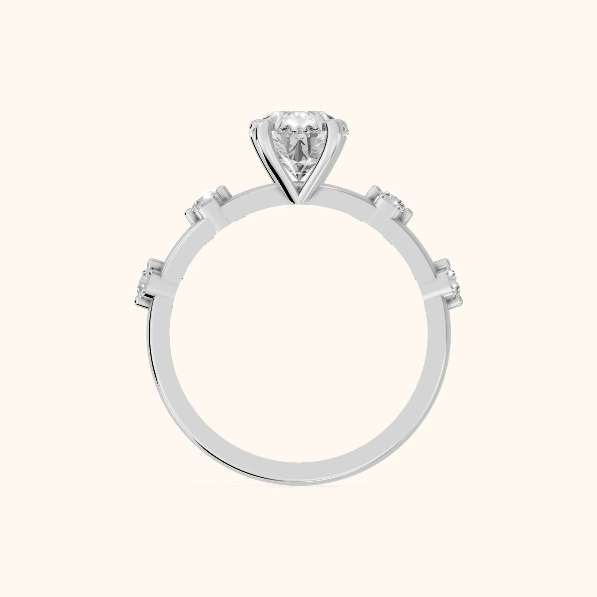 Elena Radiance Solitaire Pear Diamond Engagement Ring in White Gold - FingerView