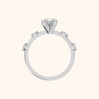 Elena Radiance Solitaire Pear Diamond Engagement Ring in White Gold - FingerView