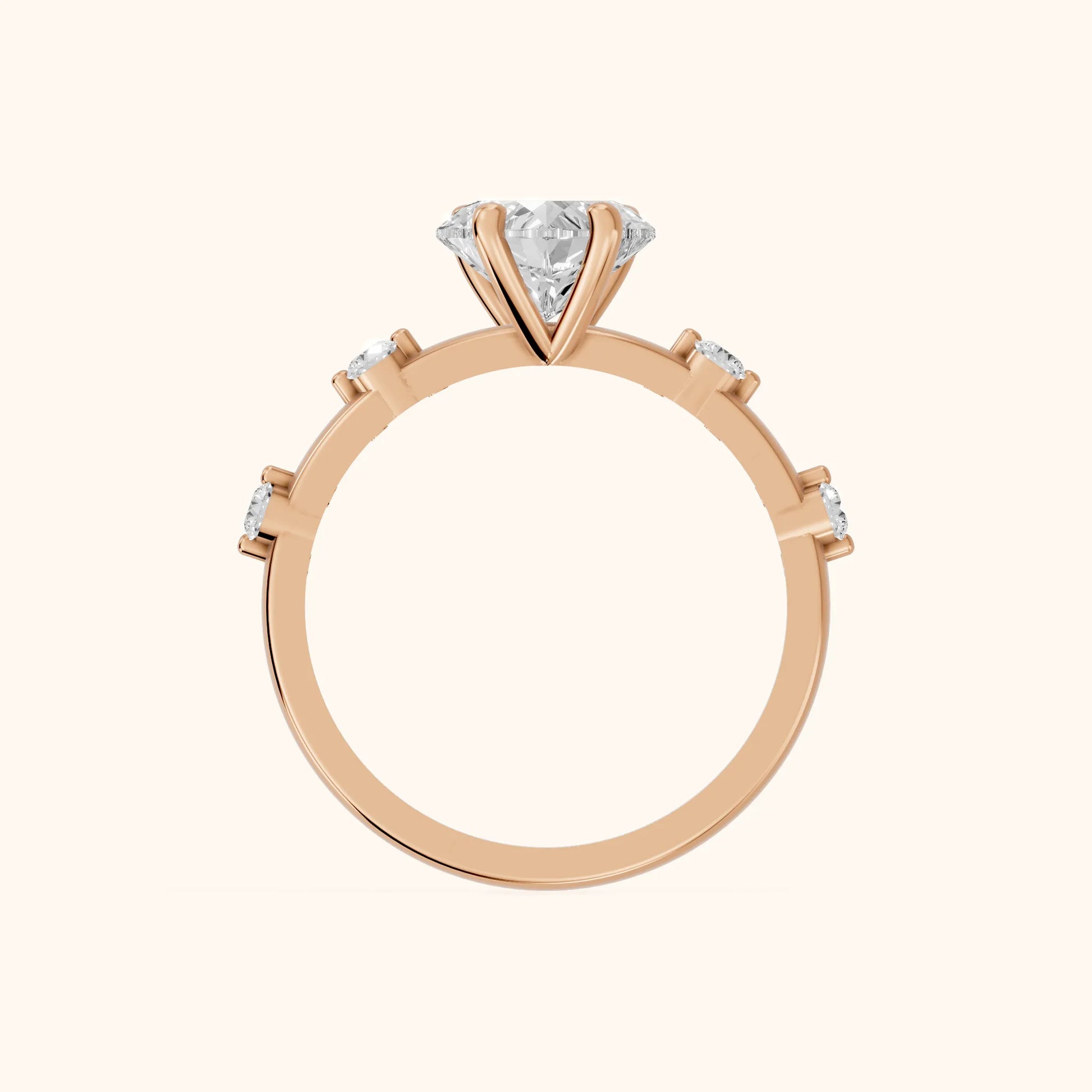 Elena Radiance Solitaire Heart Diamond Engagement Ring in Rose Gold - FingerView