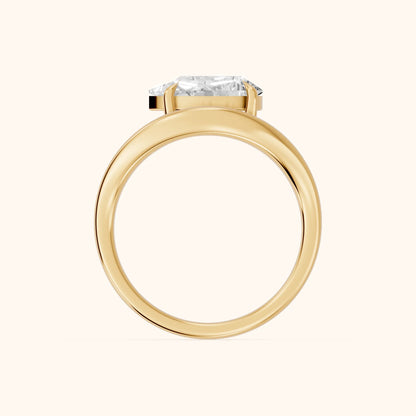 Katherine East-West Bypass Pear Diamond Engagement Ring in Yellow Gold - FingerView.webp