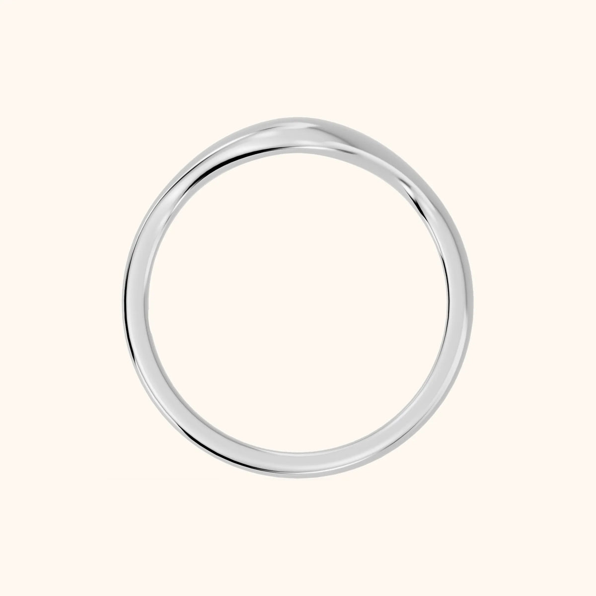 Kavya Curved Contour Wedding Band in Silver - FingerView