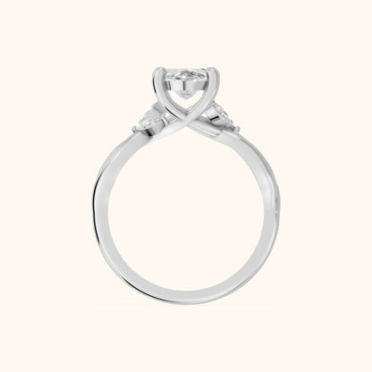 Luna Glow Twisted Marquise Diamond Engagement Ring in Platinum - FingerView