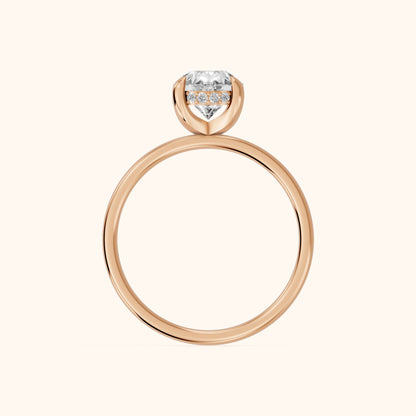 Charlotte Charm Solitaire Pear Diamond Engagement Ring in Rose Gold - FingerView