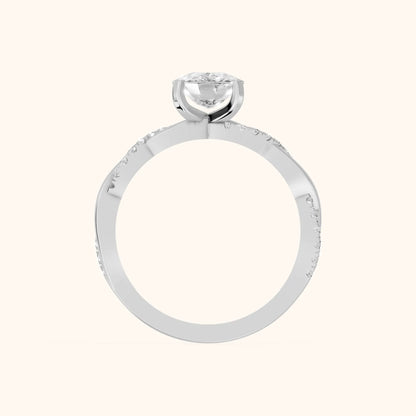Twisted Side Stone Cushion Diamond Engagement Ring in Silver - FingerView