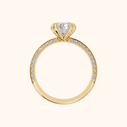 Meredith Knife Edge Pavé Oval Diamond Engagement Ring in Yellow Gold - FingerView.webp