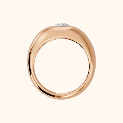 Noelle Bezel Round Diamond Wedding Band in Rose Gold - FingerView