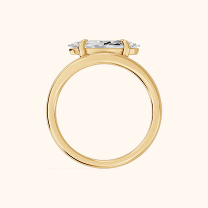 Seraphina Criss Cross Marquise Diamond Engagement Ring in Yellow Gold - FingerView