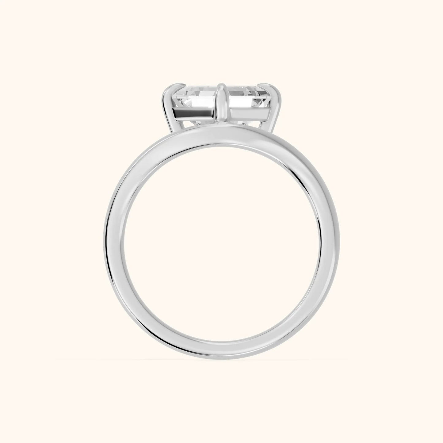 Seraphina Criss Cross Asscher Diamond Engagement Ring in Platinum - FingerView