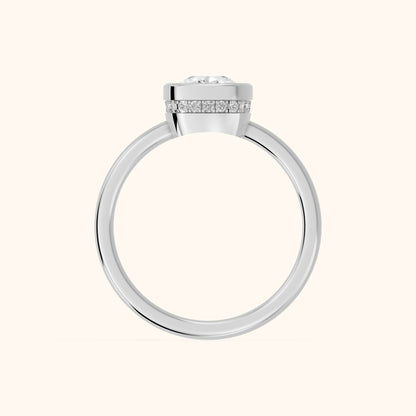 Carina Bezel Hidden Halo Cushion Diamond Engagement Ring in Platinum - FingerView.webp