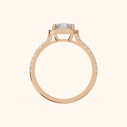 Mabel Halo French Pavé Radiant Diamond Engagement Ring in Rose Gold - FingerView.webp