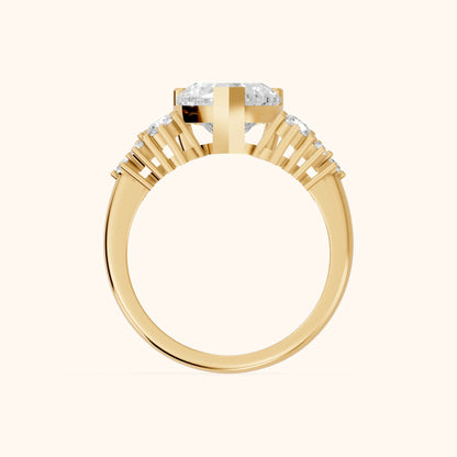 Azalea Cluster Heart Diamond Engagement Ring in Yellow Gold - FingerView.webp