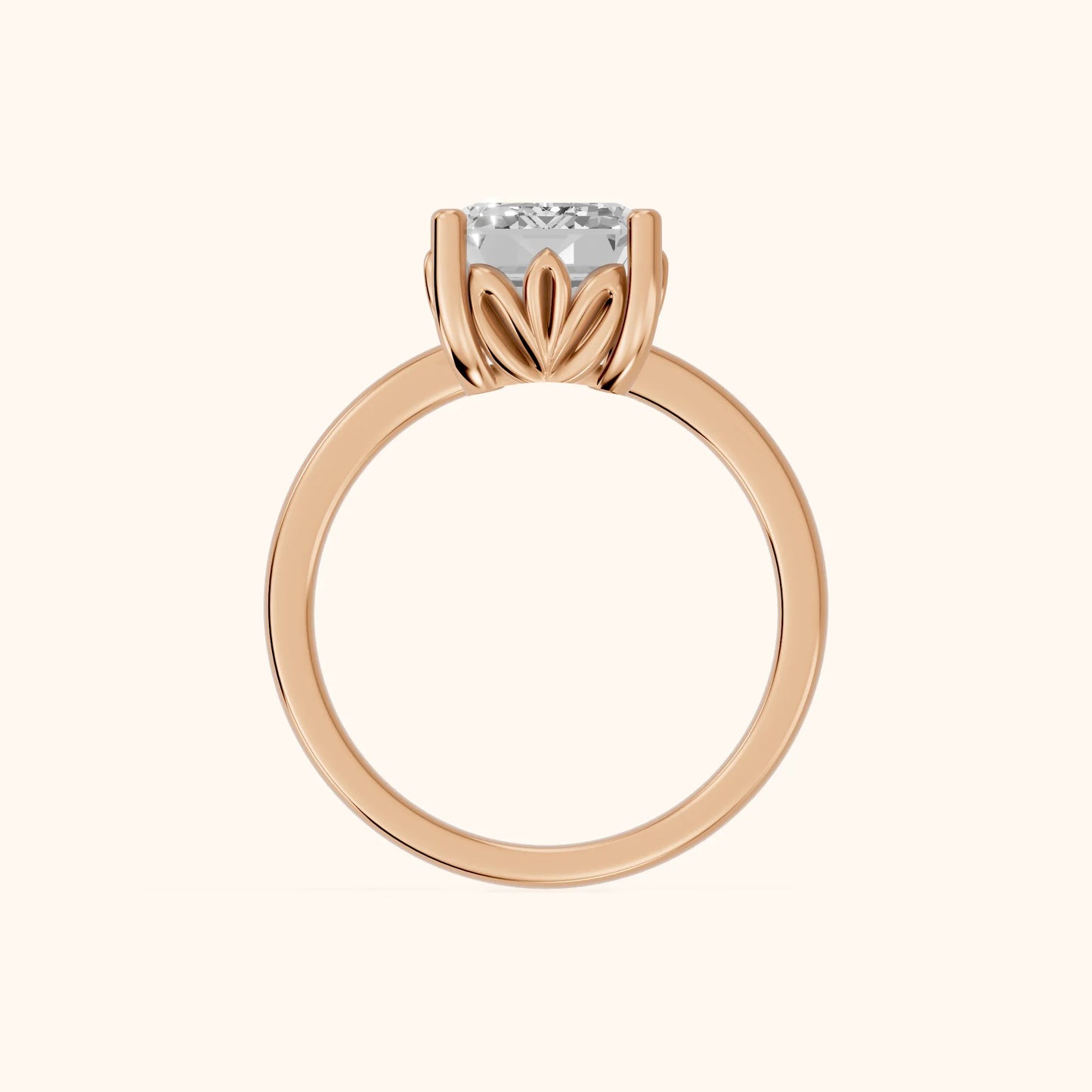 Emerald Cut Lab Grown Diamond Engagement Ring in Rose Gold