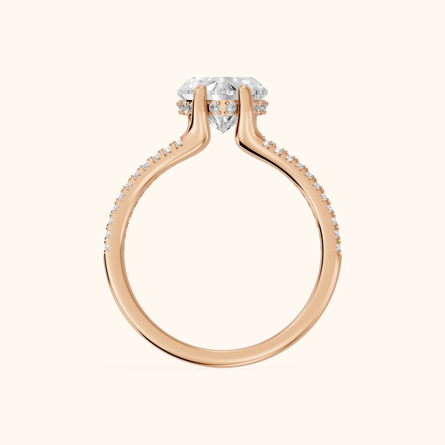 Eternal Embrace Solitaire Heart Diamond Engagement Ring in Rose Gold - FingerView