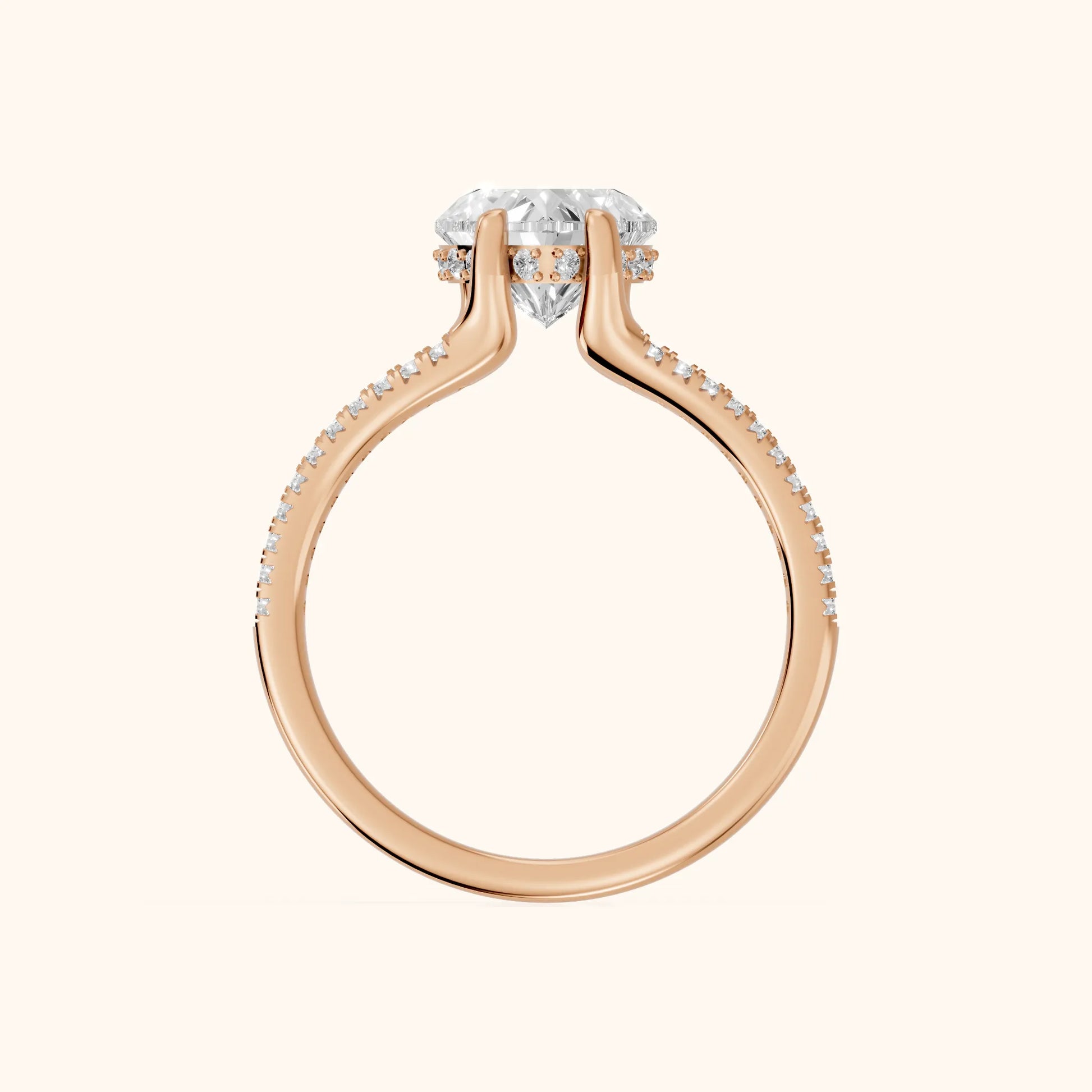 Eternal Embrace Solitaire Heart Diamond Engagement Ring in Rose Gold - FingerView