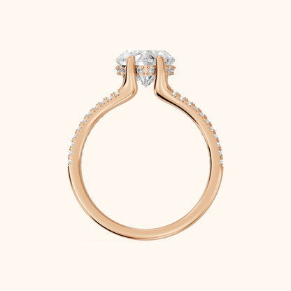Eternal Embrace Solitaire Heart Diamond Engagement Ring in Rose Gold - FingerView