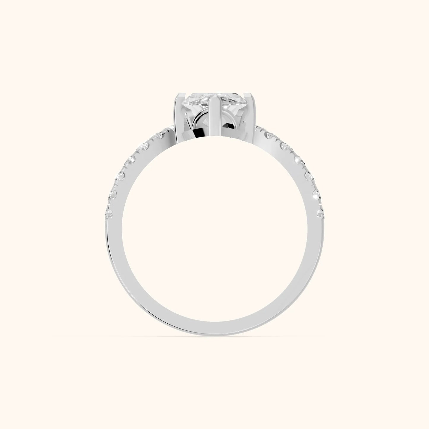 Isabella Legacy Side Stone Marquise Diamond Engagement Ring in Silver - FingerView