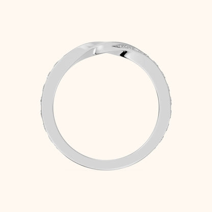 Sarika Twist Pavé Round Diamond Wedding Band in Silver - FingerView