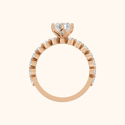 Eleanor Majesty Side Stone Oval Diamond Engagement Ring in Rose Gold - FingerView