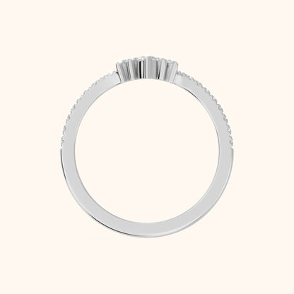 Colette Curved Riviera Round Diamond Wedding Band in Platinum - FingerView