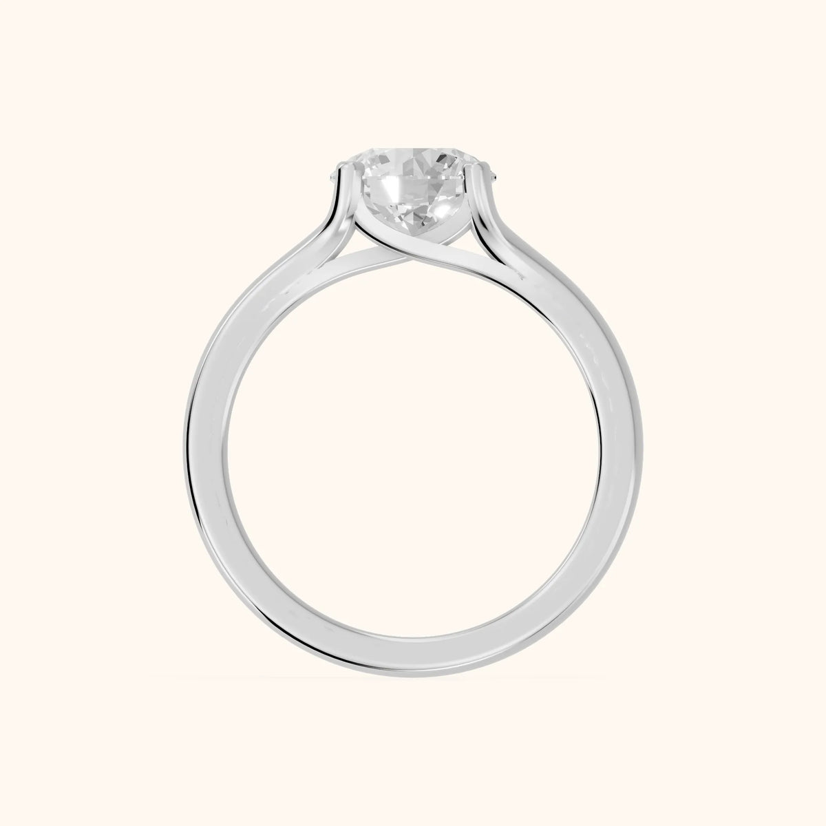Nell Split Shank Solitaire Round Diamond Engagement Ring in Silver - FingerView.webp