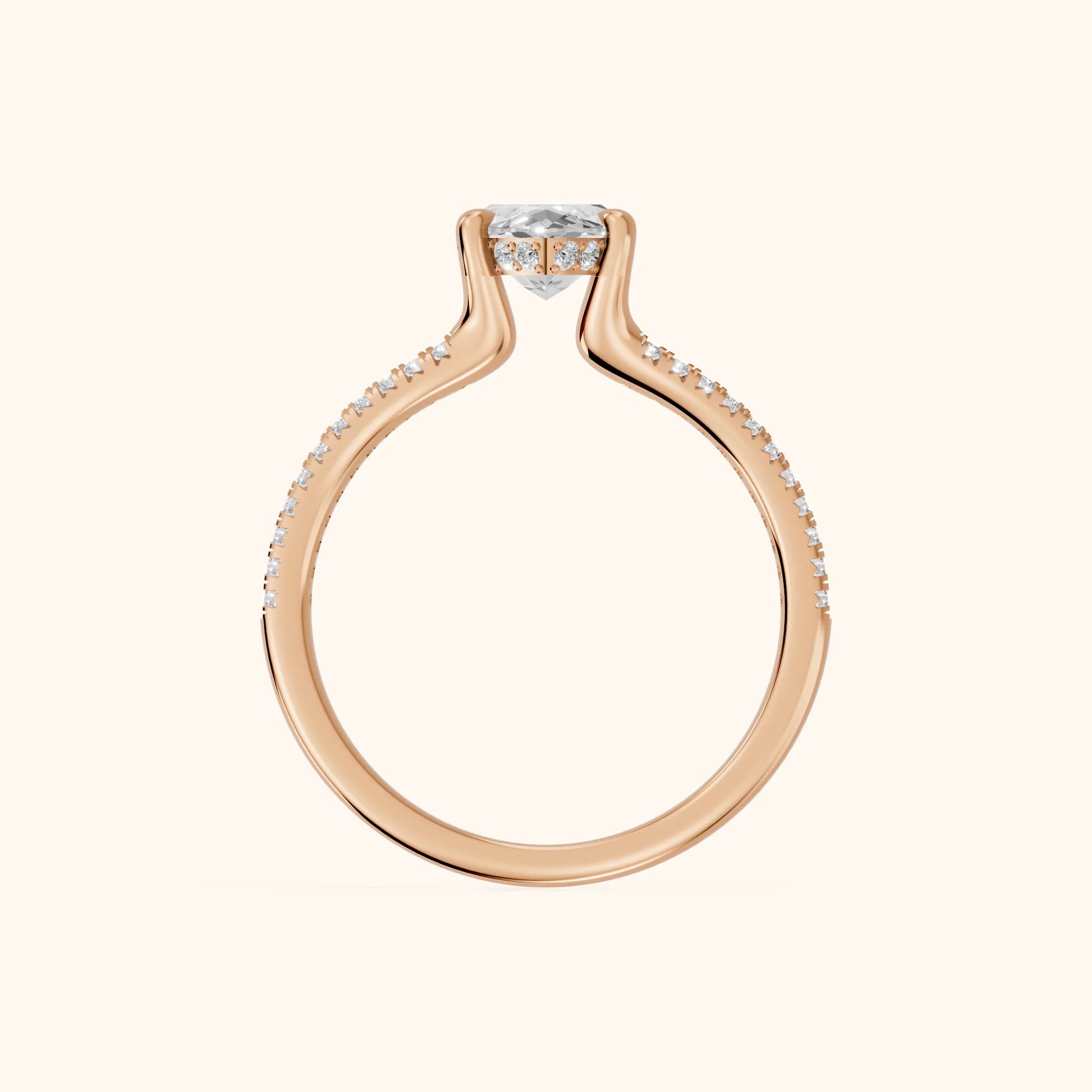 Eternal Embrace Solitaire Marquise Diamond Engagement Ring in Rose Gold - FingerView