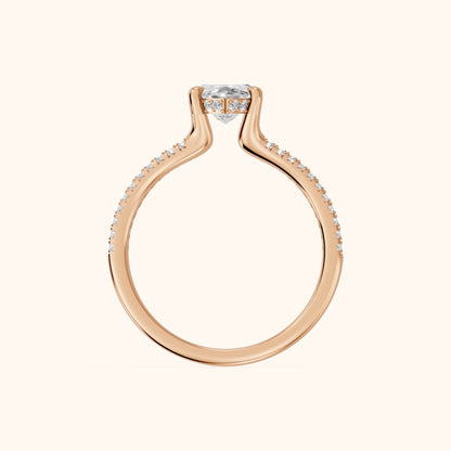 Eternal Embrace Solitaire Marquise Diamond Engagement Ring in Rose Gold - FingerView