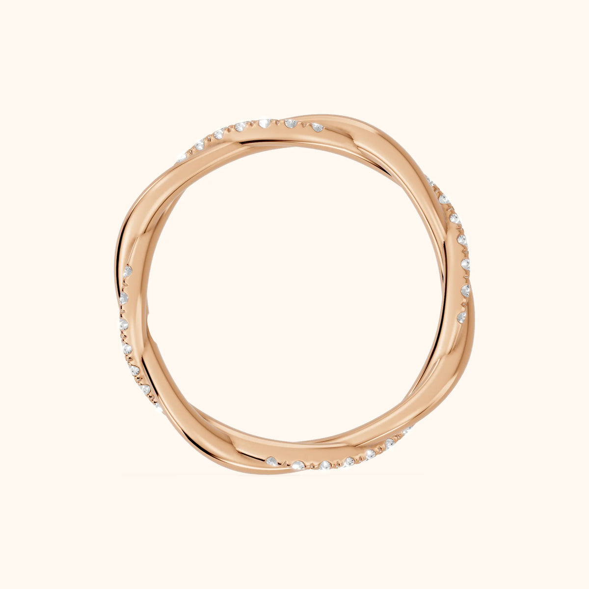 Tanvi Petite Twist Round Diamond Eternity Band in Rose Gold - FingerView