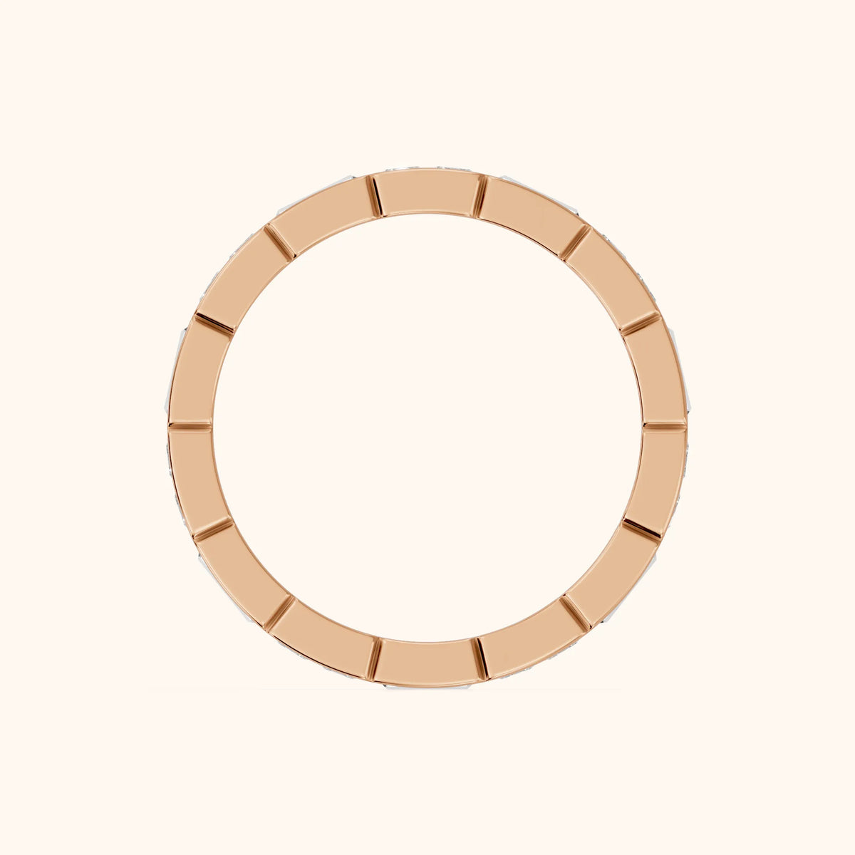 Elodie Bezel Baguette & Princess Diamond Eternity Band in Rose Gold - FingerView