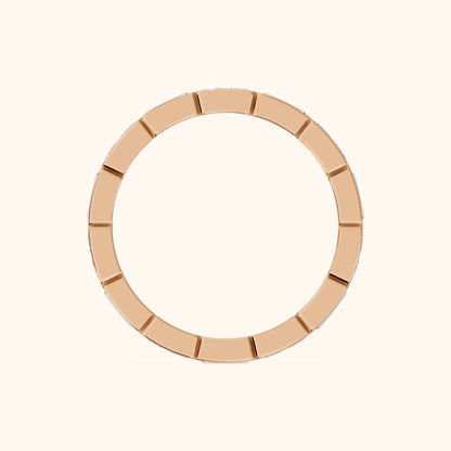 Elodie Bezel Baguette & Princess Diamond Eternity Band in Rose Gold - FingerView