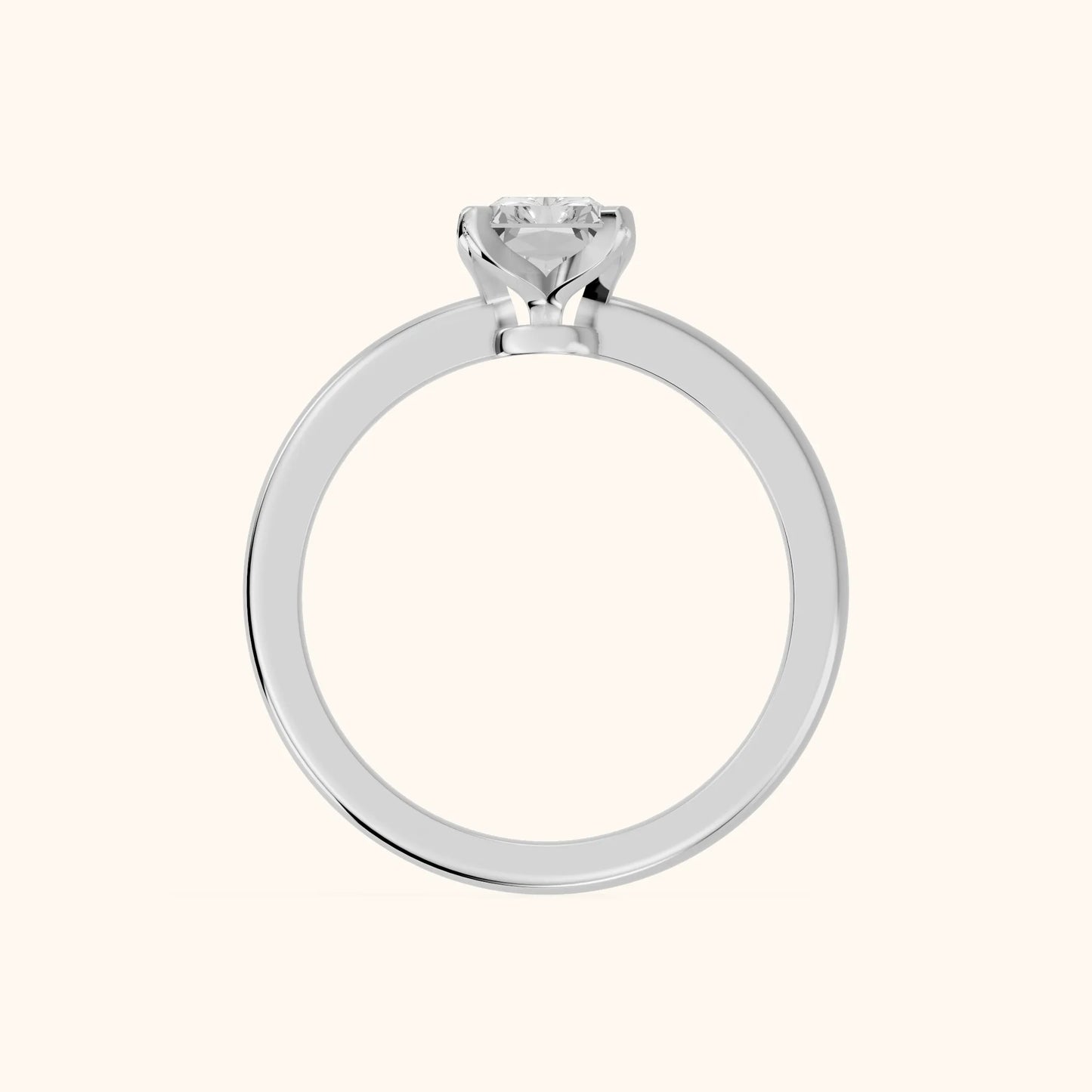 Flora Guardian Solitaire Radiant Diamond Engagement Ring in White Gold - FingerView