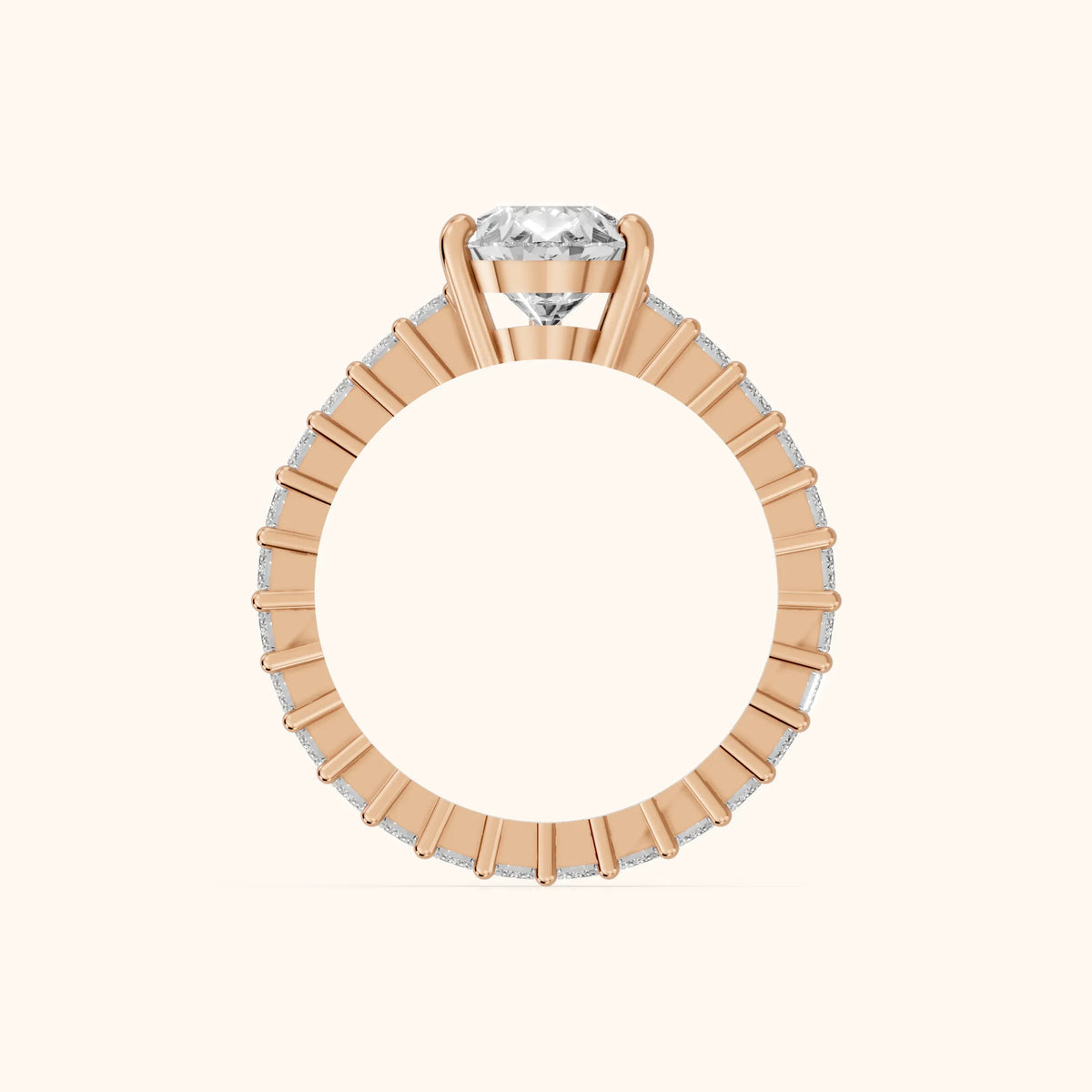 Mallory Shared Prong Pear Diamond Engagement Ring in Rose Gold - FingerView.webp