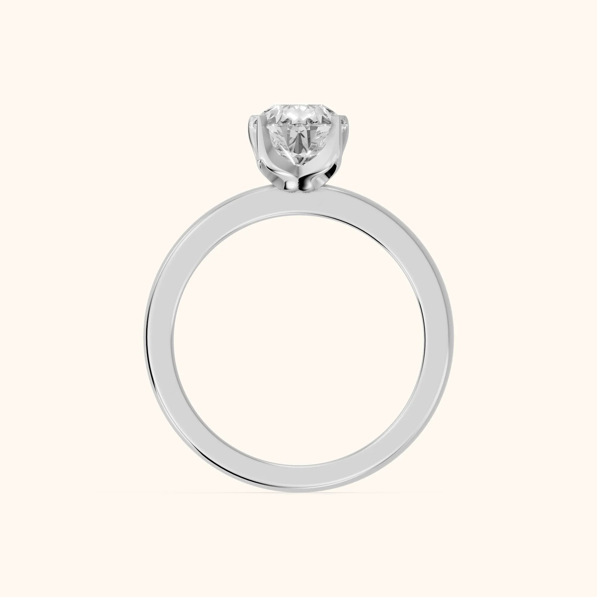 Serena Blossom Solitaire Pear Diamond Engagement Ring in White Gold - FingerView