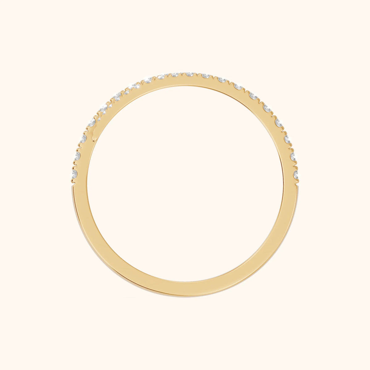 Mina Bypass Round Diamond Wedding Band in Yellow Gold - FingerView