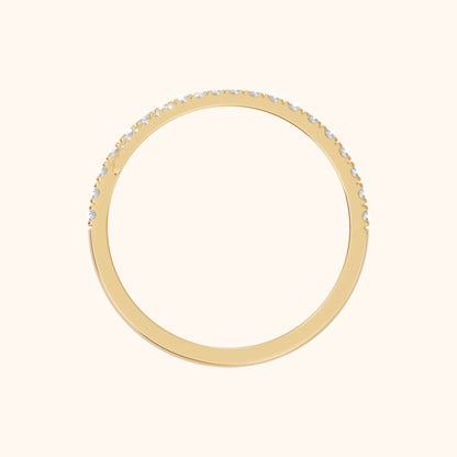 Mina Bypass Round Diamond Wedding Band in Yellow Gold - FingerView