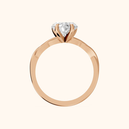 Iris Twist Heart Diamond Engagement Ring in Rose Gold - FingerView
