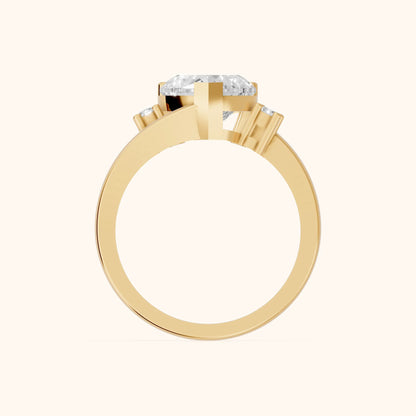 Gardenia Bypass Three-Stone Heart Diamond Engagement Ring in Yellow Gold - FingerView.webp