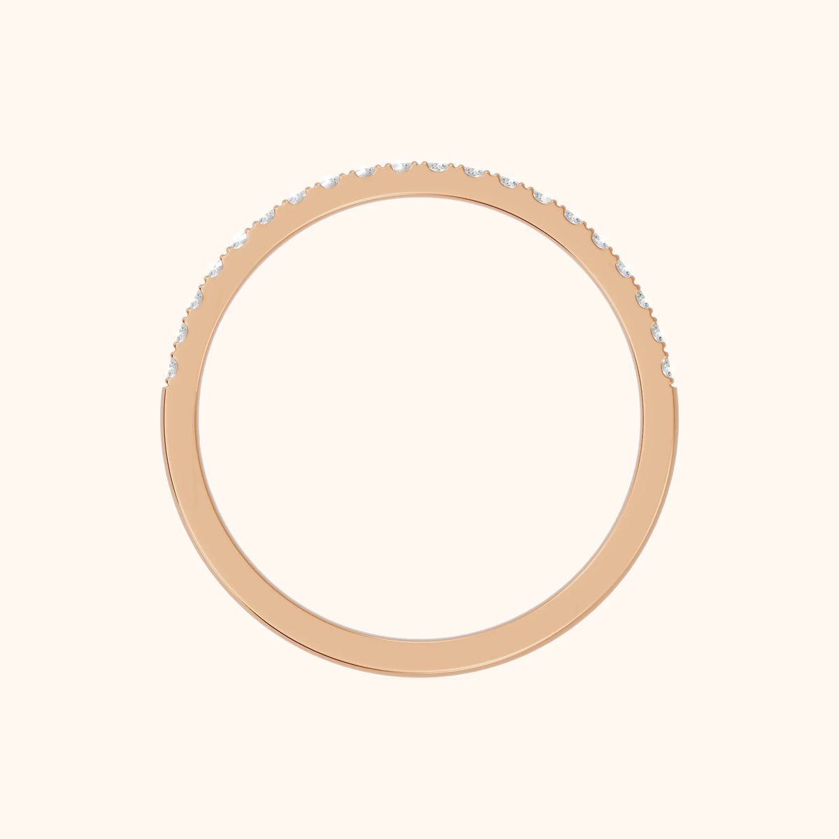 Anouk Micropavé Round Diamond Half Eternity Band in Rose Gold - FingerView