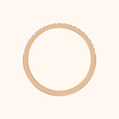 Anouk Micropavé Round Diamond Half Eternity Band in Rose Gold - FingerView