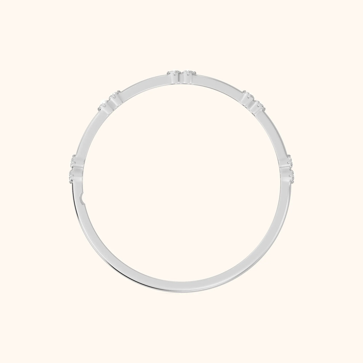 Nyssa Claw Prong Round Diamond Wedding Band in Silver - FingerView