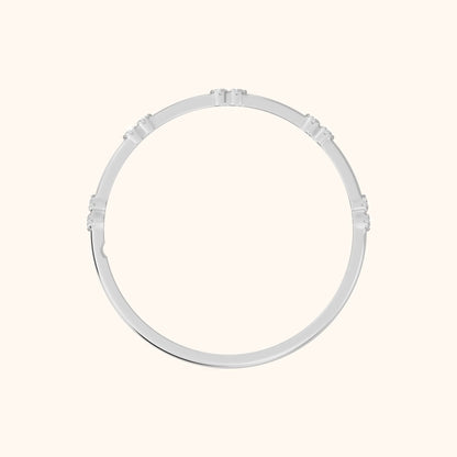 Nyssa Claw Prong Round Diamond Wedding Band in Silver - FingerView