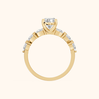 Iris Oval Diamond Bridal Set in Yellow Gold - FingerView
