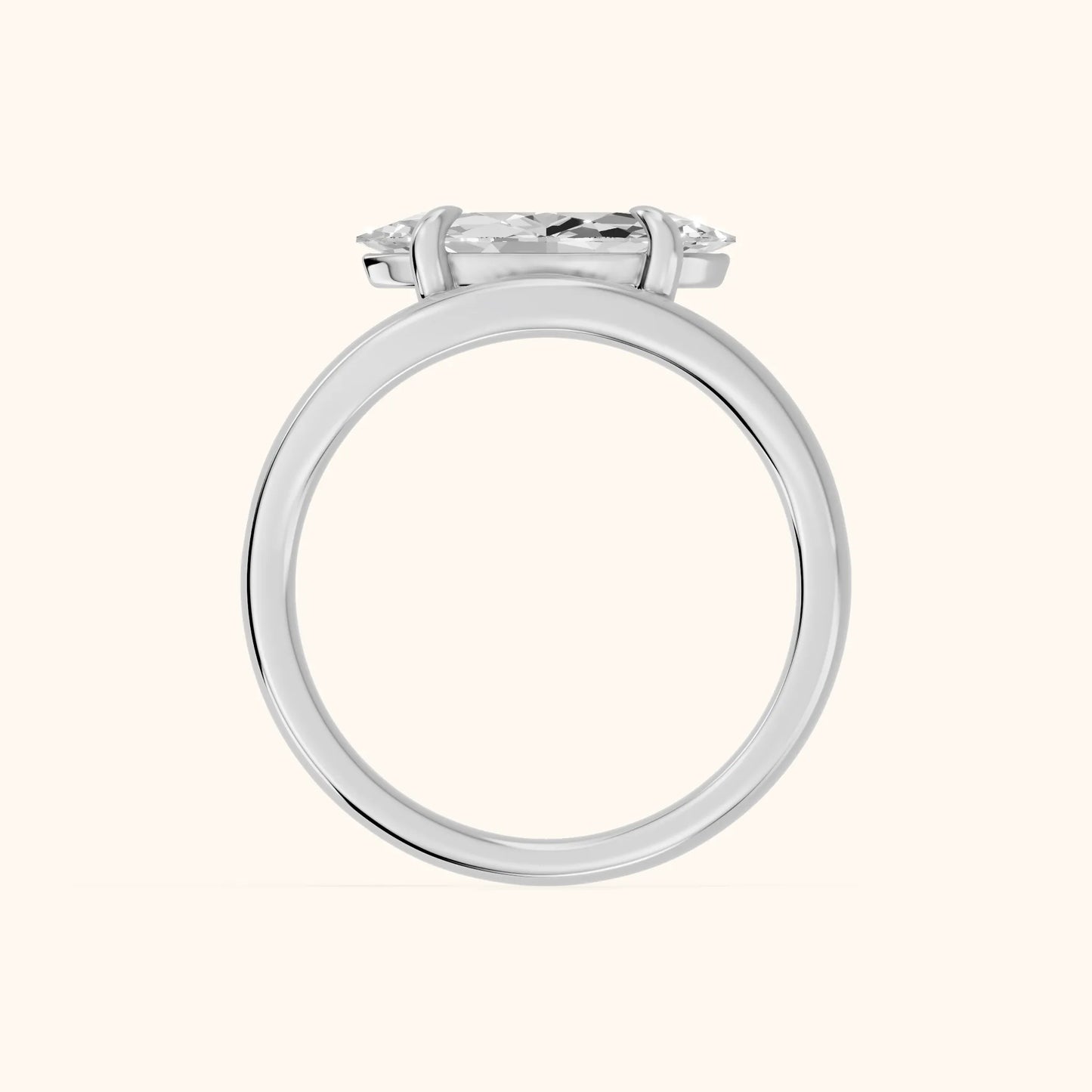 Seraphina Criss Cross Marquise Diamond Engagement Ring in Silver - FingerView