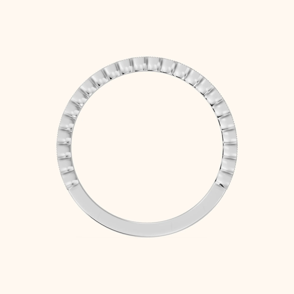 Marielle Milgrain Bezel Round Diamond Half Eternity Band in Platinum - FingerView