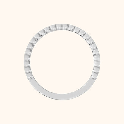 Marielle Milgrain Bezel Round Diamond Half Eternity Band in Platinum - FingerView