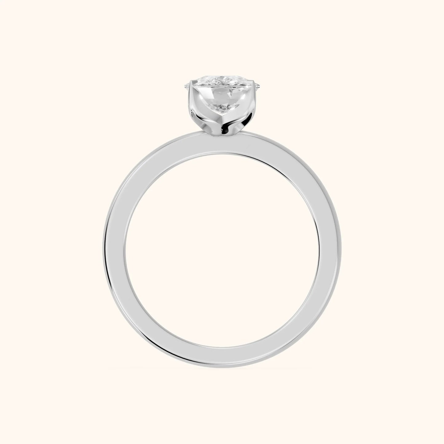 Serena Blossom Solitaire Cushion Diamond Engagement Ring in Silver - FingerView
