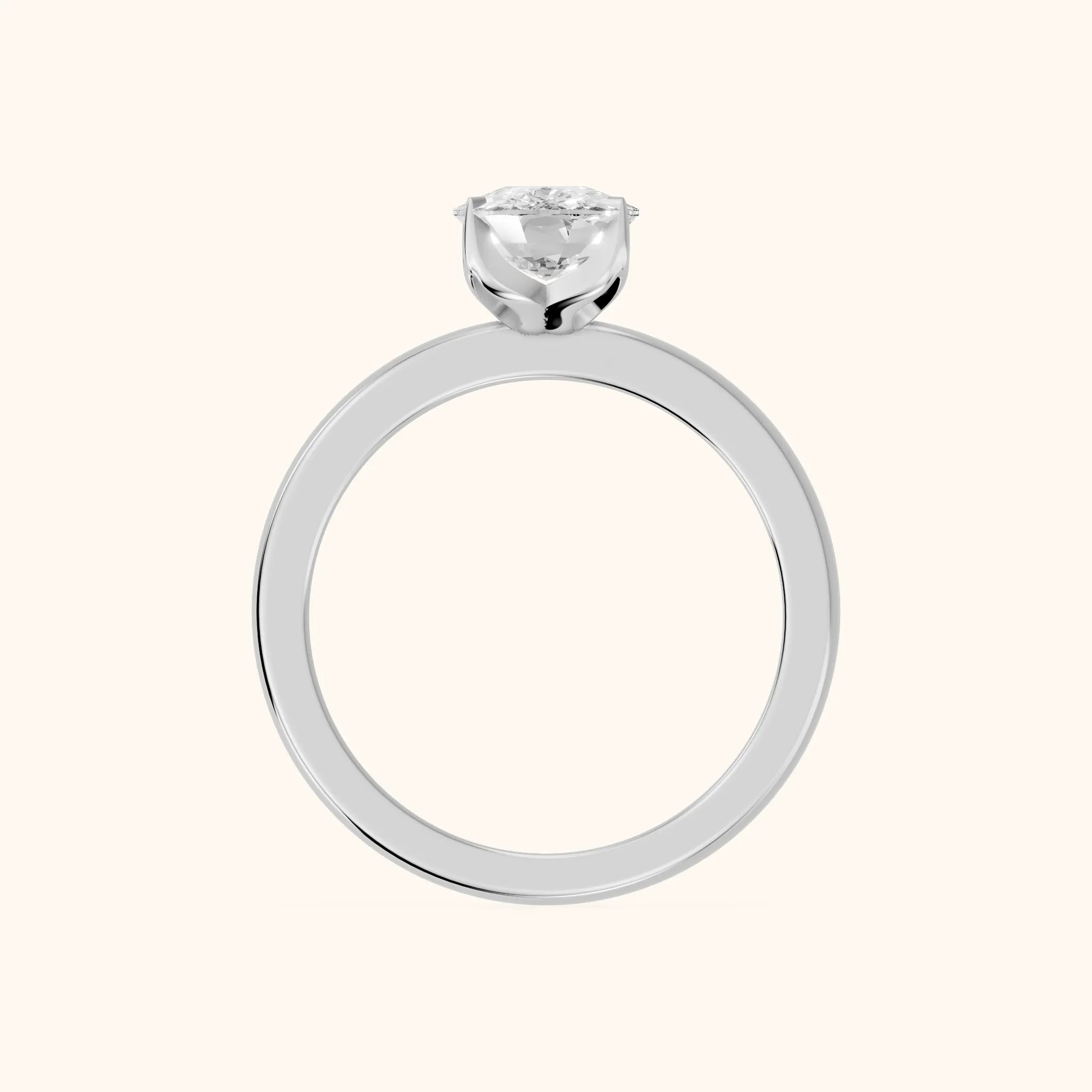 Serena Blossom Solitaire Cushion Diamond Engagement Ring in Silver - FingerView