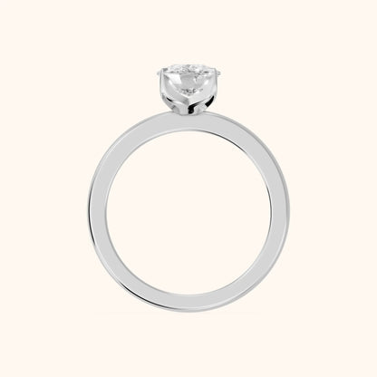 Serena Blossom Solitaire Cushion Diamond Engagement Ring in Silver - FingerView
