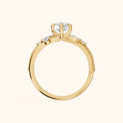 Joanna Milgrain Twist Cushion Diamond Engagement Ring in Yellow Gold - FingerView.webp