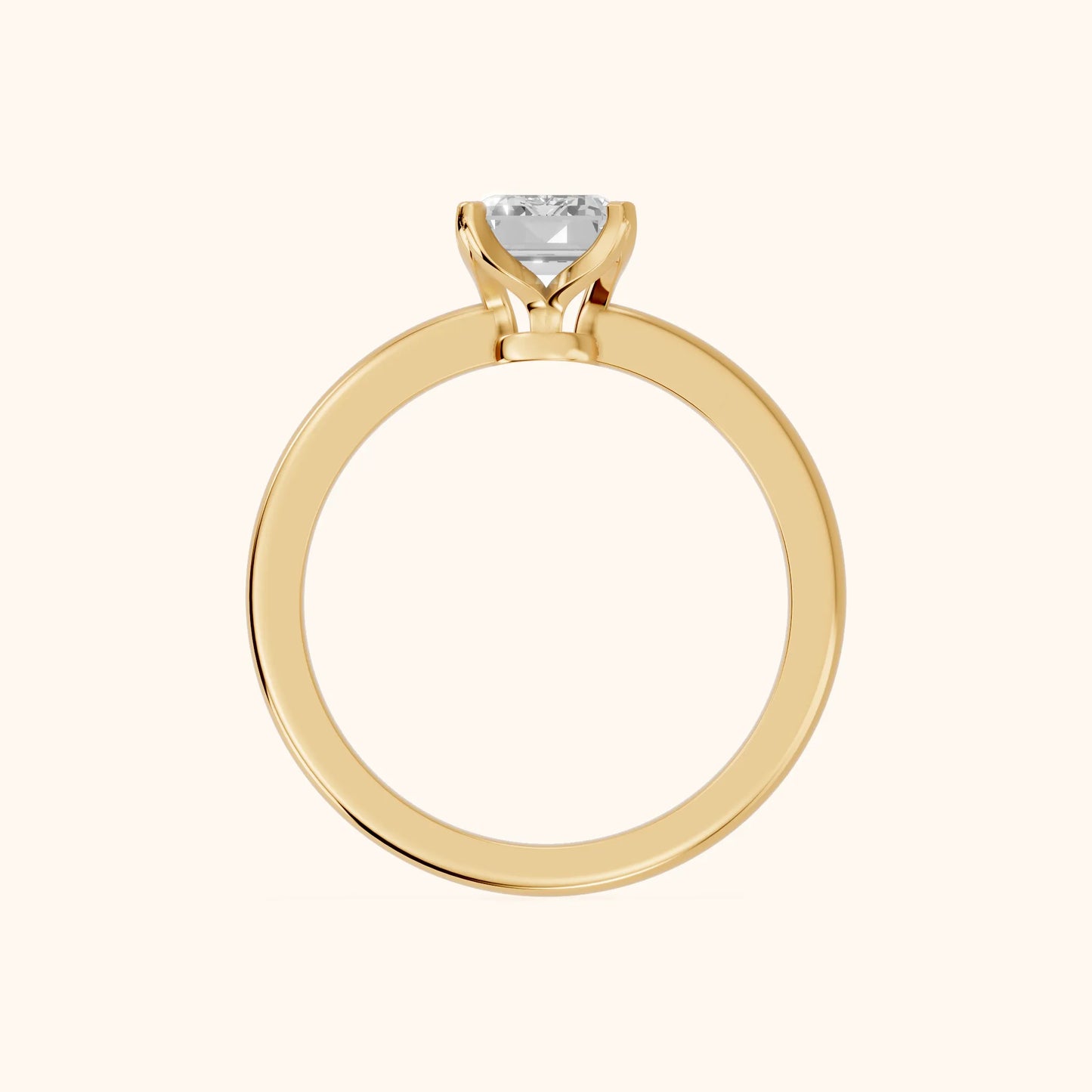 Flora Guardian Solitaire Emerald Diamond Engagement Ring in Yellow Gold - FingerView