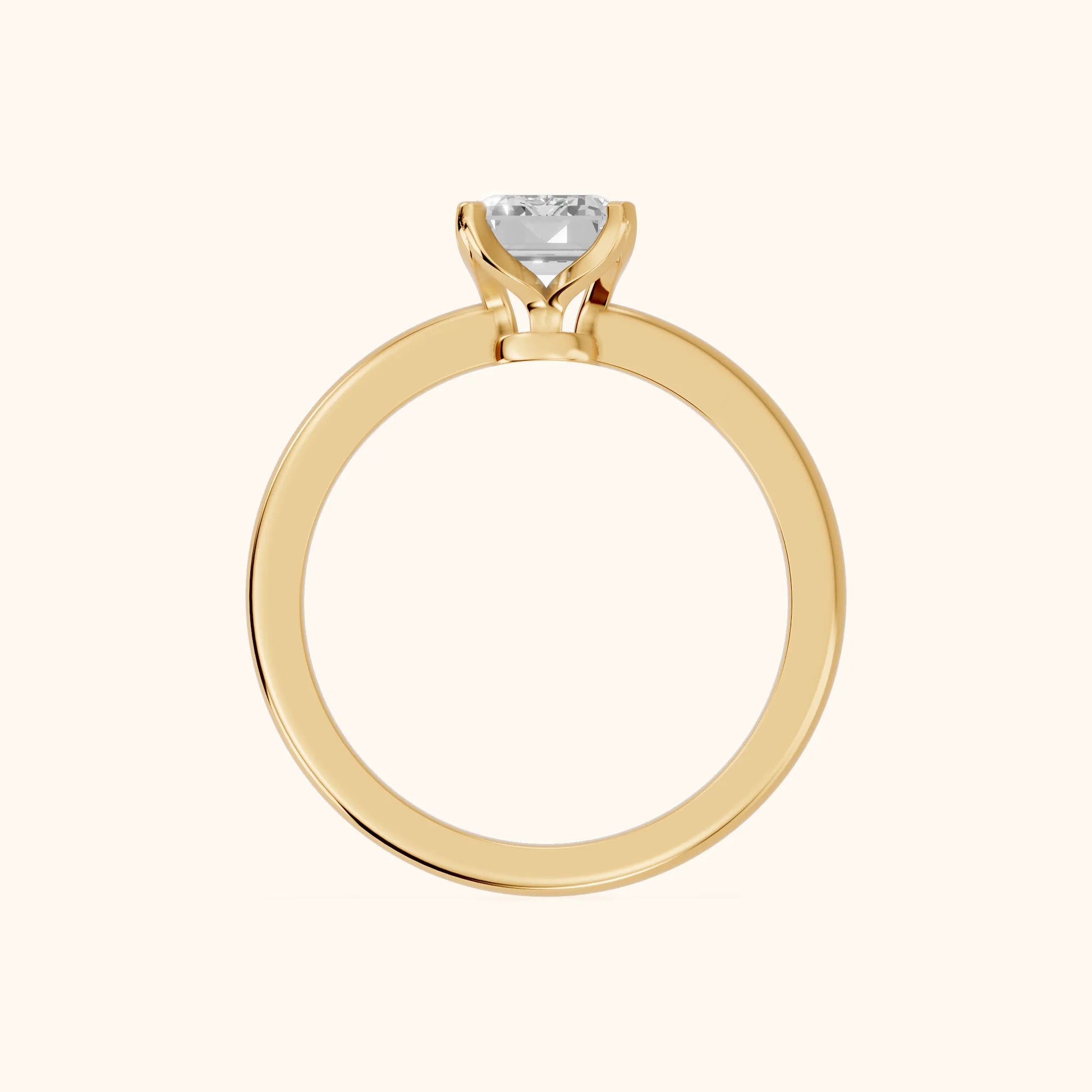 Flora Guardian Solitaire Emerald Diamond Engagement Ring in Yellow Gold - FingerView
